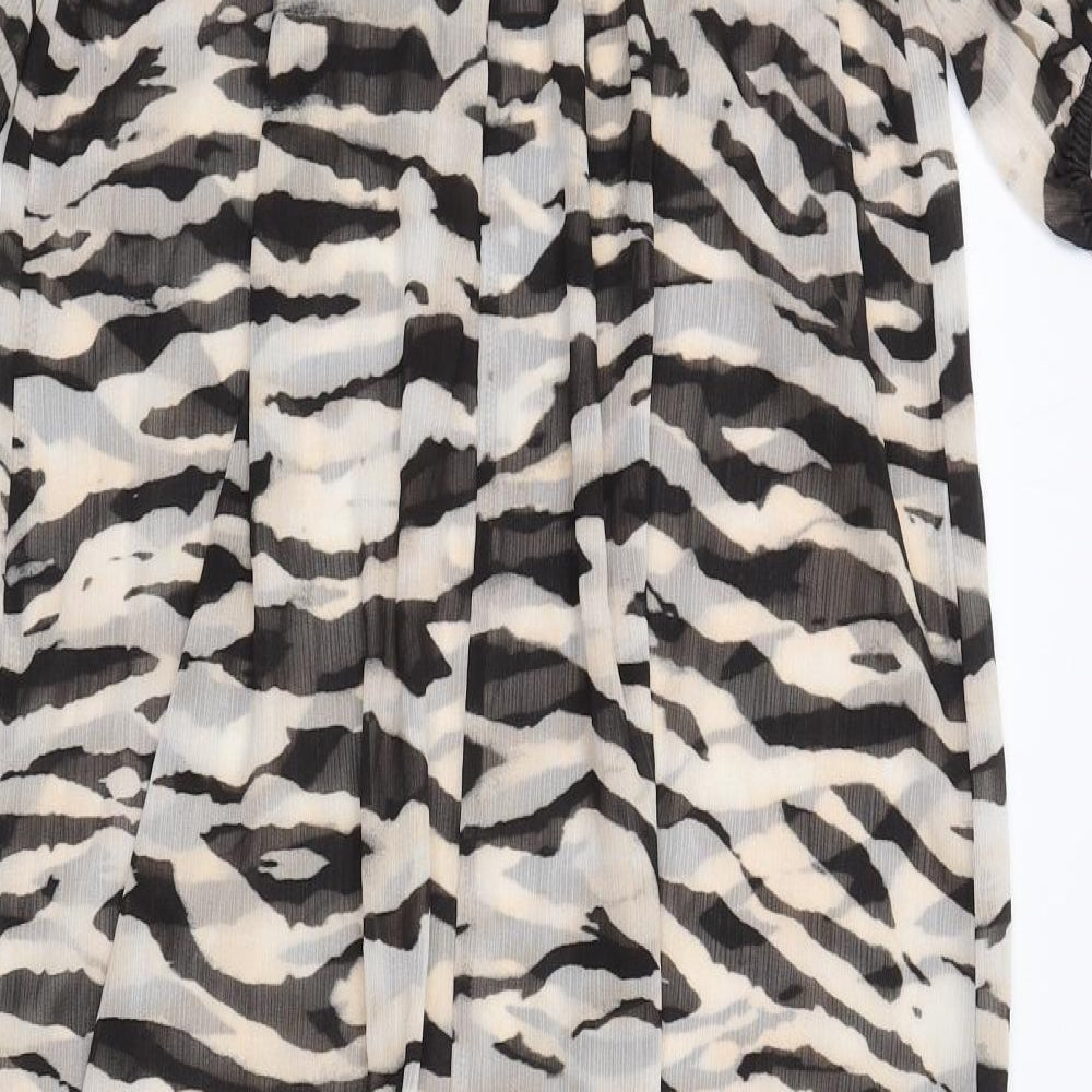 H&M Womens Black Animal Print Polyester Maxi Size XS V-Neck Pullover - Tiger Pattern