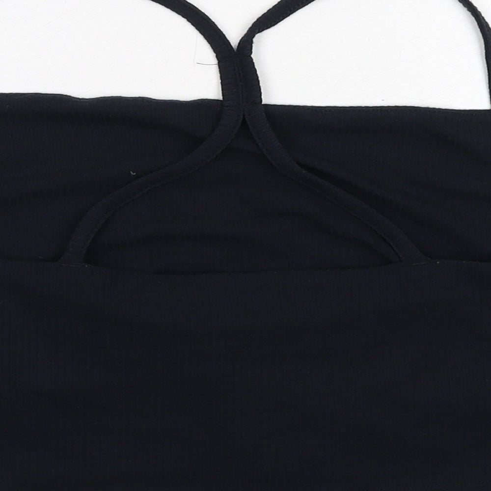 USA Pro Womens Black Polyester Cropped Tank Size 18 Square Neck