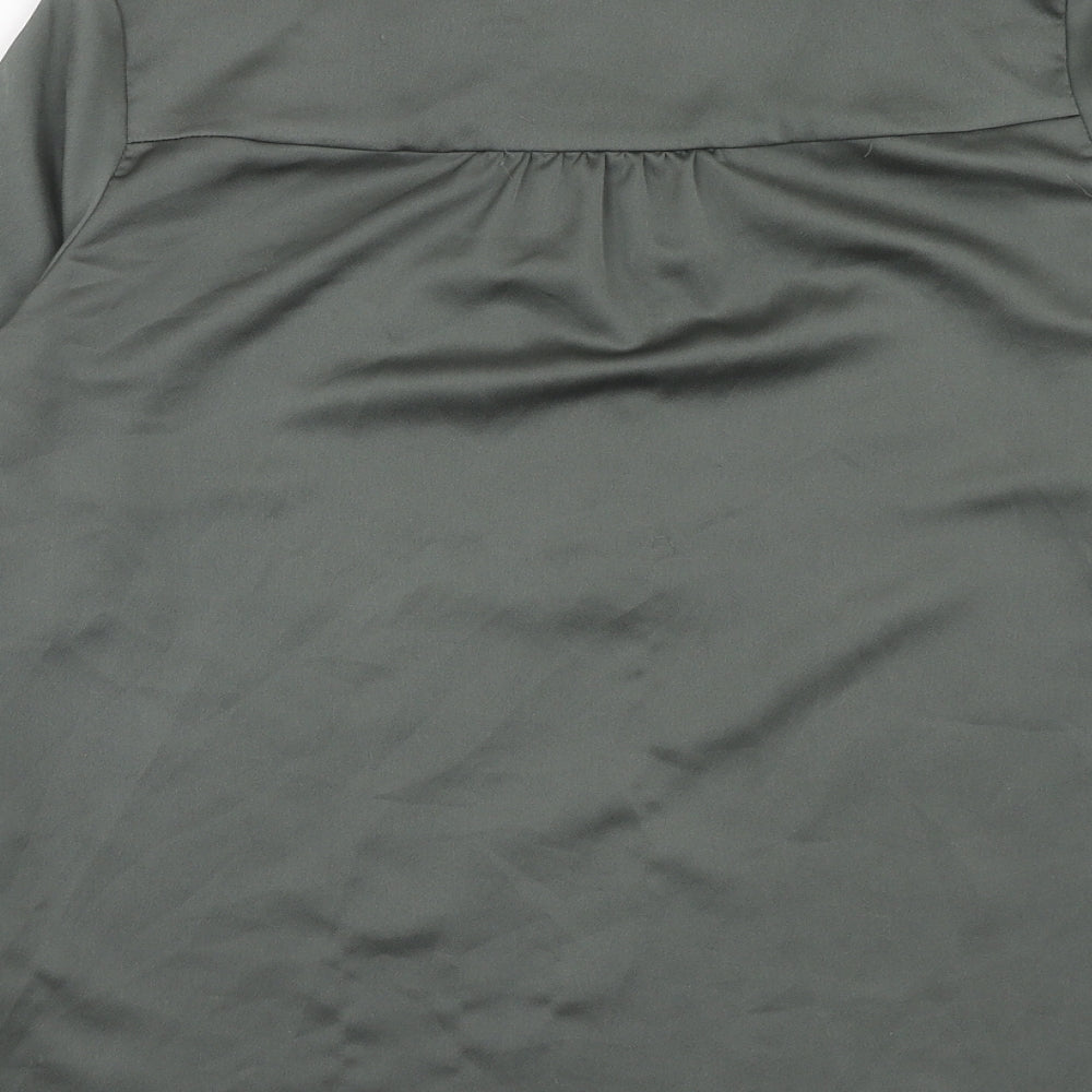H&M Womens Green Polyester Basic Blouse Size S V-Neck