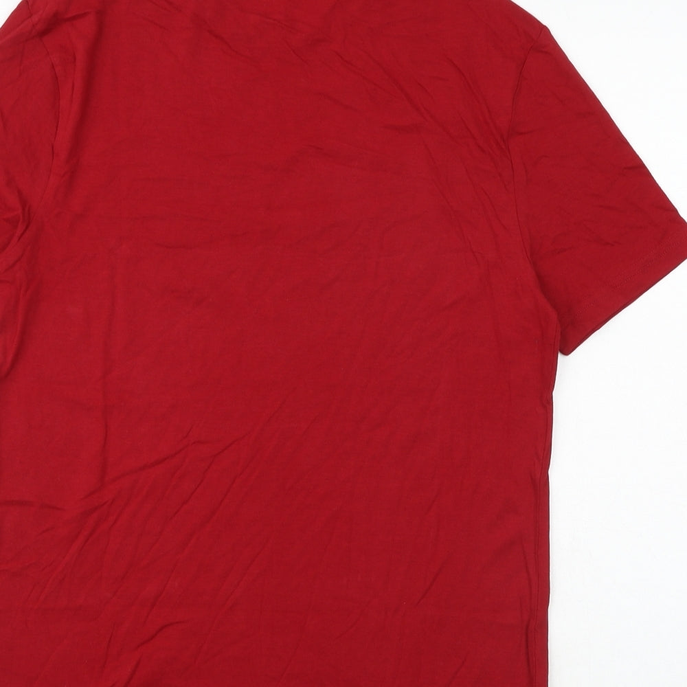Marks & Spencer Womens Red 100% Cotton Basic T-Shirt Size S Crew Neck - Stag