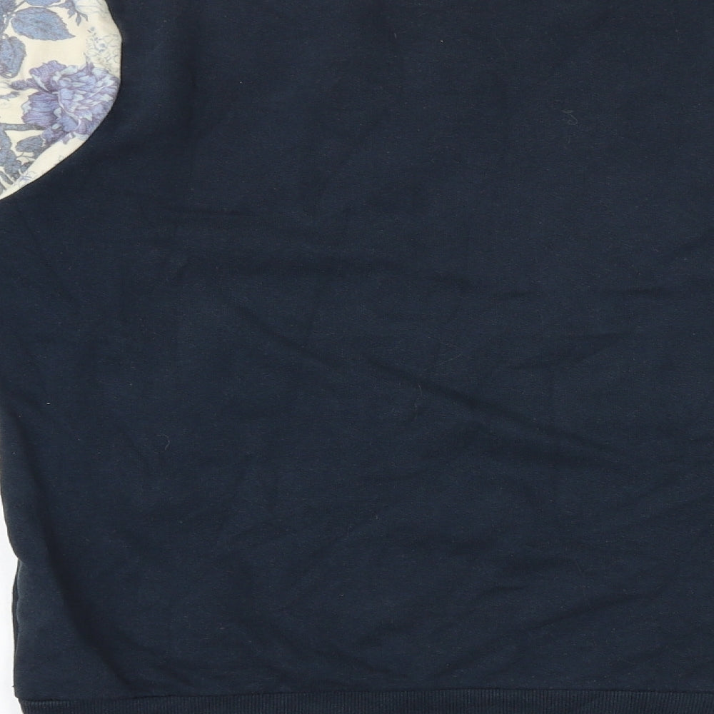 Hype Mens Blue Floral Cotton Pullover Sweatshirt Size S