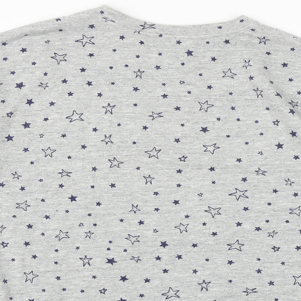 John Lewis Womens Grey Geometric Cotton Pullover Sweatshirt Size 10 Pullover - Star Pattern