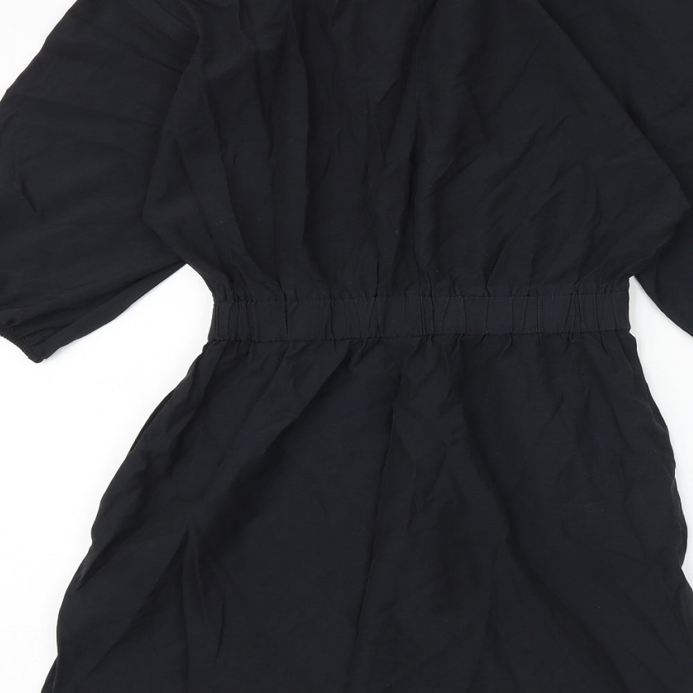 H&M Womens Black Cotton A-Line Size 6 Round Neck Pullover