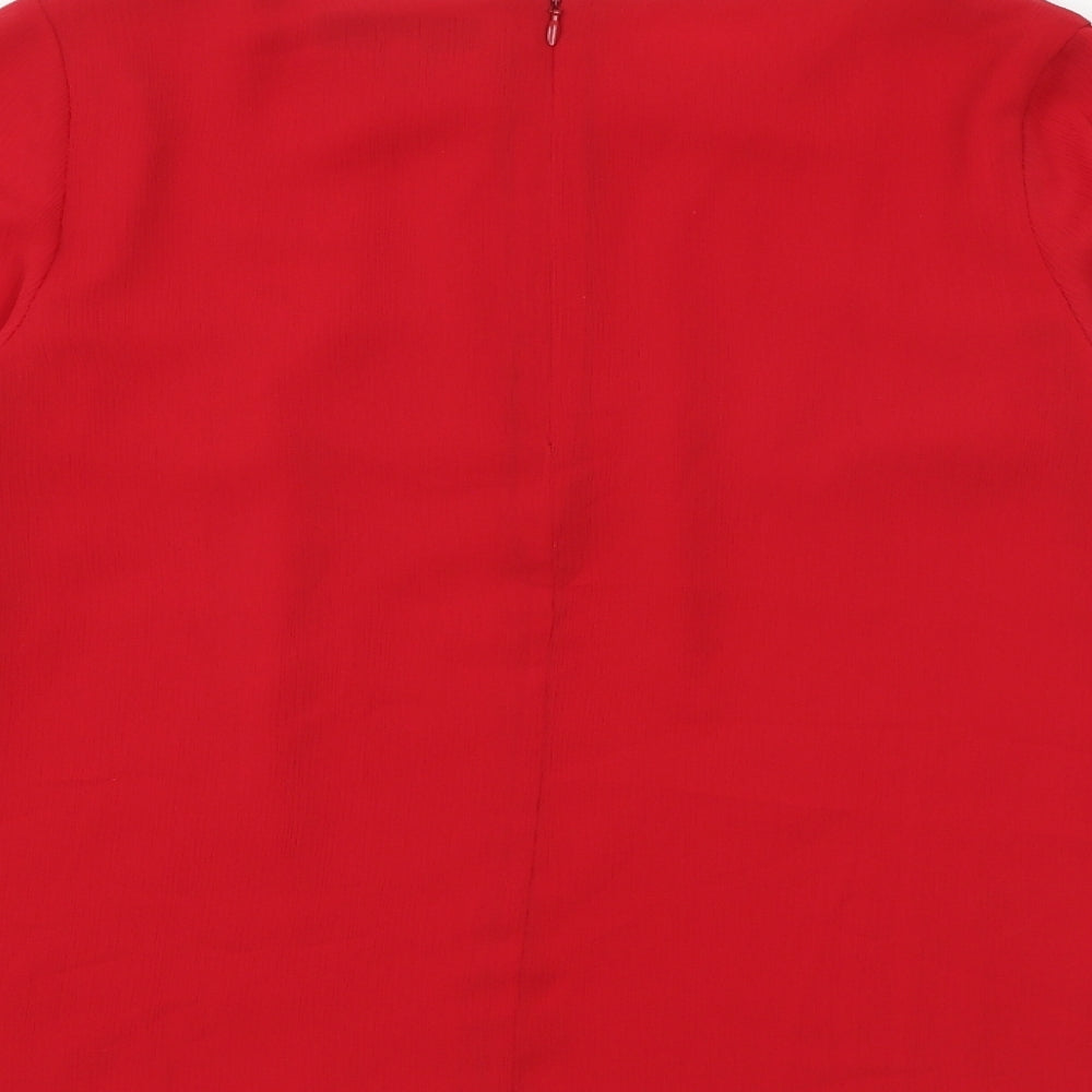 Coast Womens Red Polyester Basic Blouse Size 8 Boat Neck - Flute Sleeve