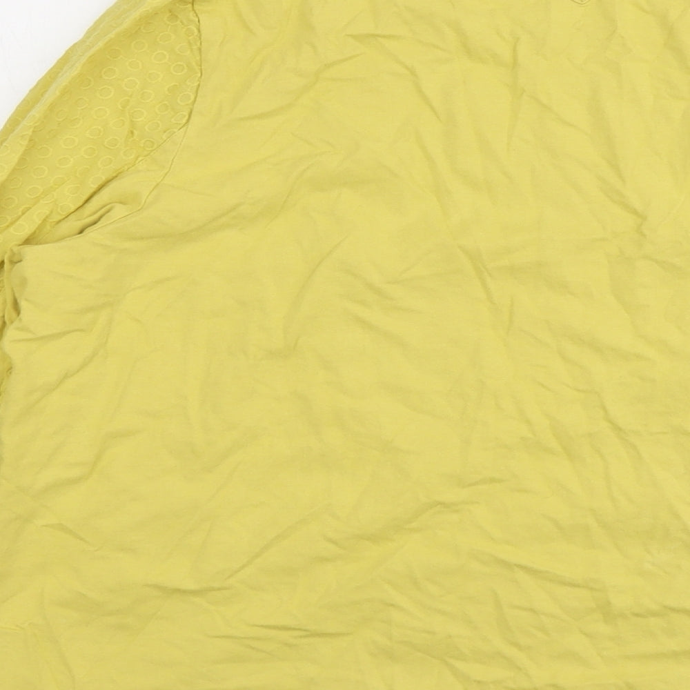 M&Co Womens Yellow Cotton Basic Blouse Size 18 Round Neck - Textured