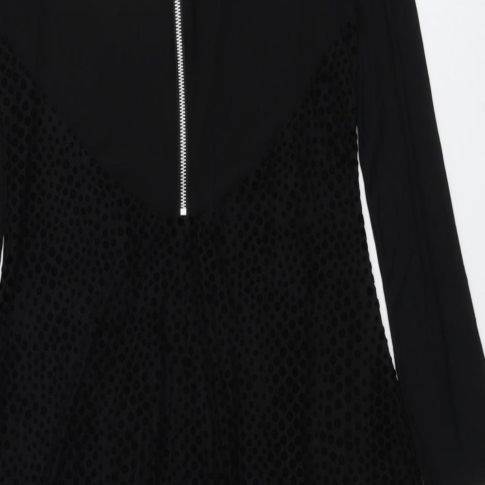 Cooperative Womens Black Nylon Trapeze & Swing Size M Round Neck Zip