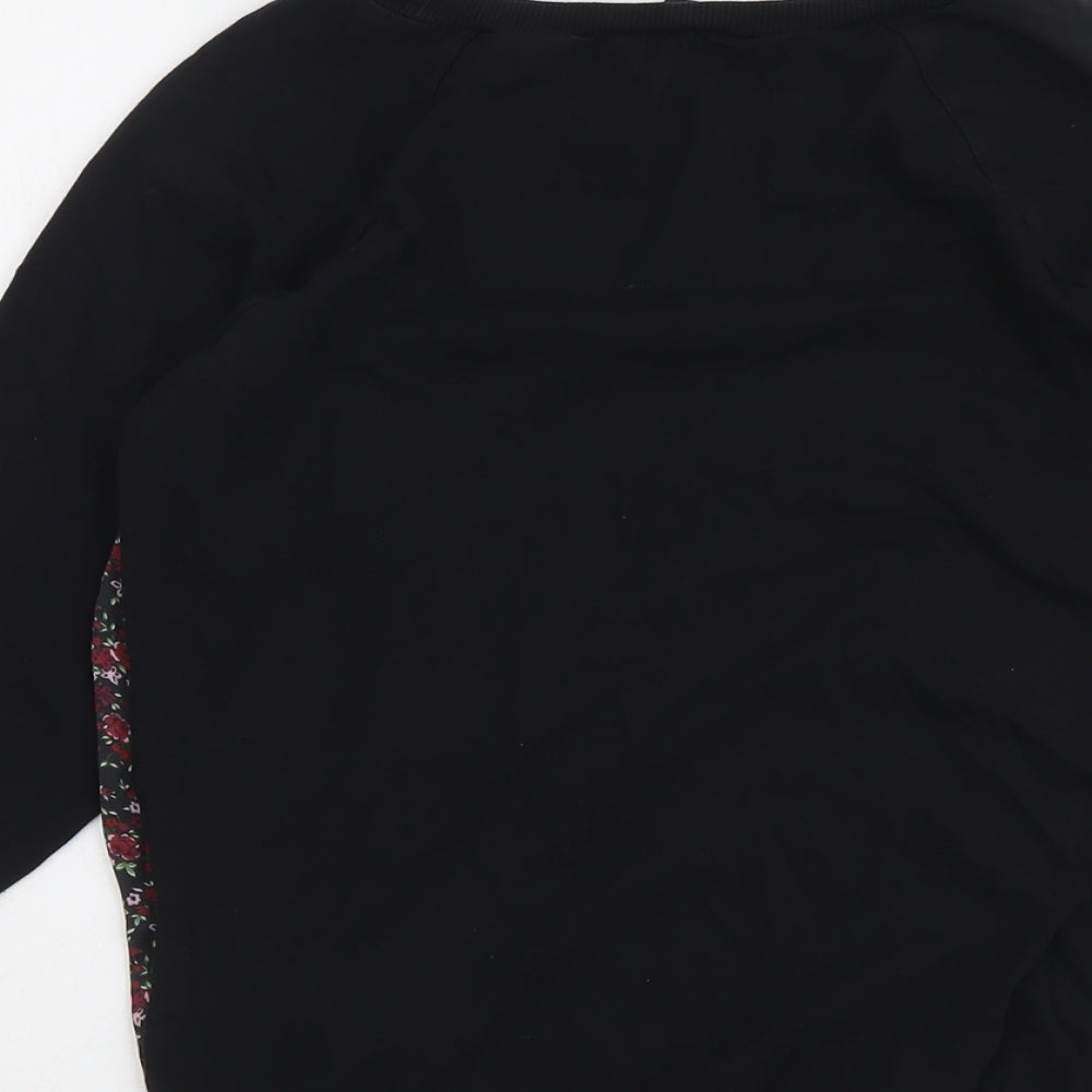 RESERVED Womens Black Floral Polyester Basic Blouse Size S Boat Neck