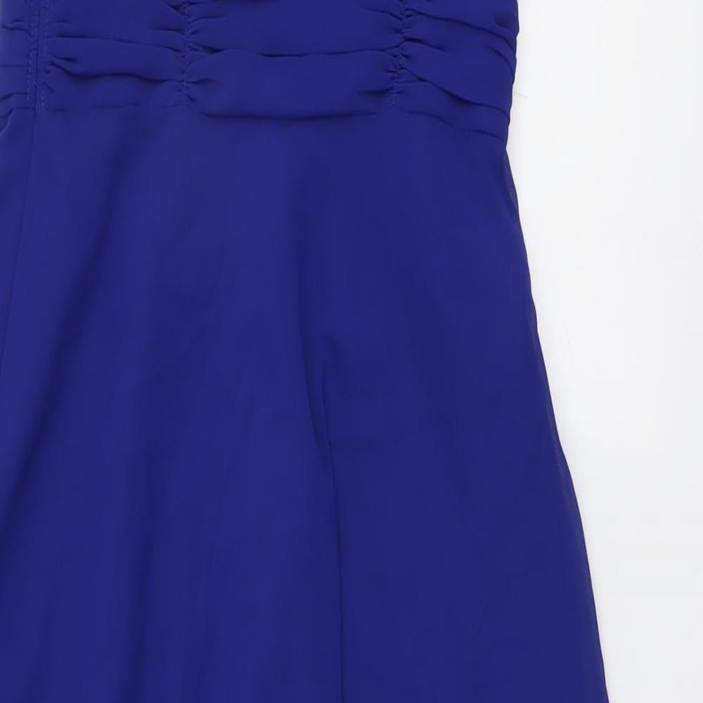 Debut Womens Blue Polyester Fit & Flare Size 8 Sweetheart Zip