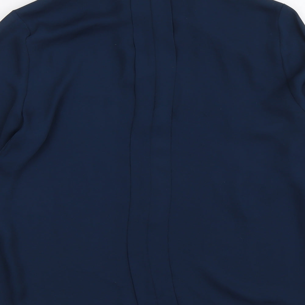 White House Black Market Womens Blue Polyester Basic Blouse Size 14 Mock Neck