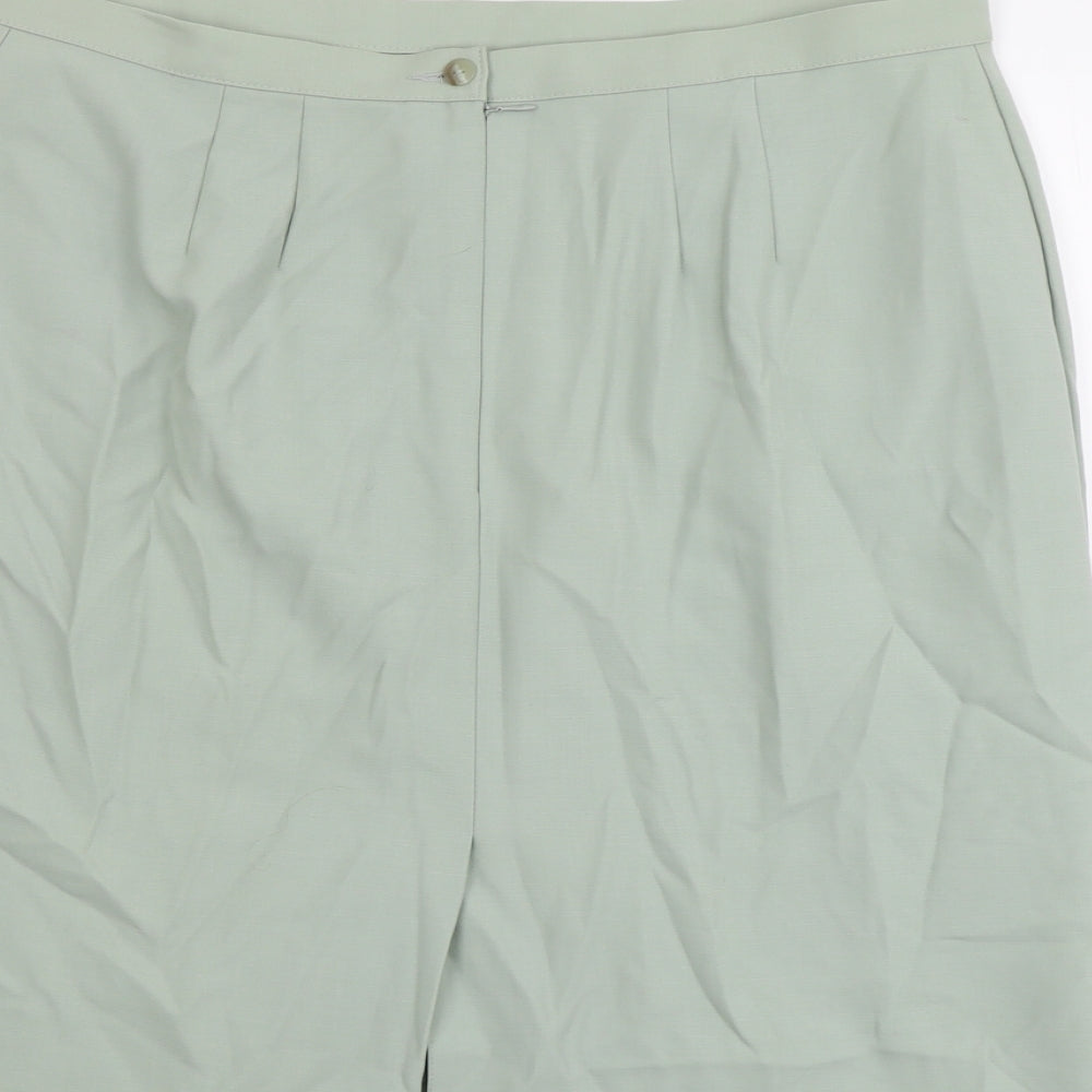 Marks & Spencer Womens Green Wool A-Line Skirt Size 20 Zip