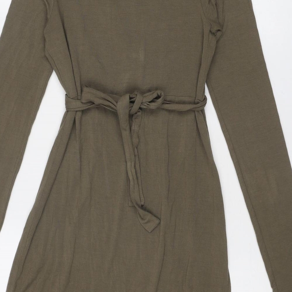 Lazy Lu Womens Green Viscose Shift Size 10 V-Neck Pullover