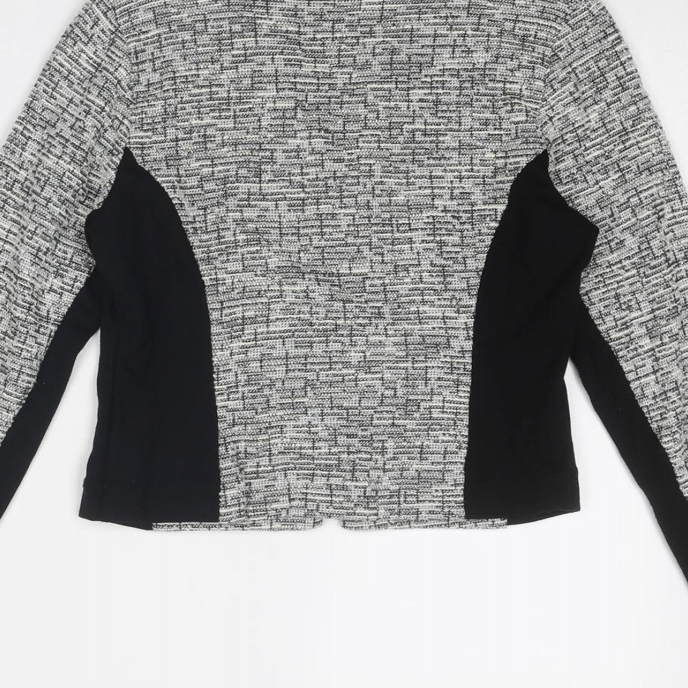 Marks & Spencer Womens Grey Geometric Jacket Size 8 Zip - Colourblock