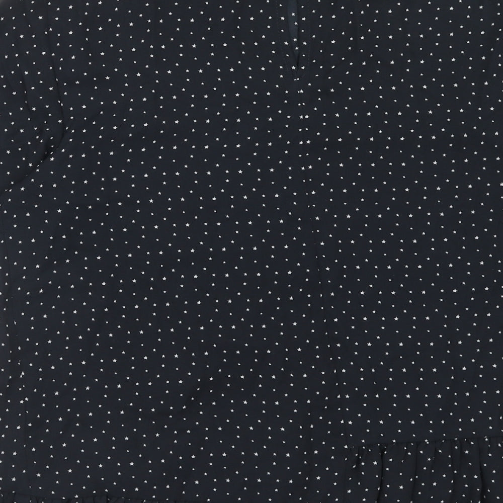 Topshop Womens Black Geometric Polyester Basic Blouse Size 8 Round Neck - Star Print