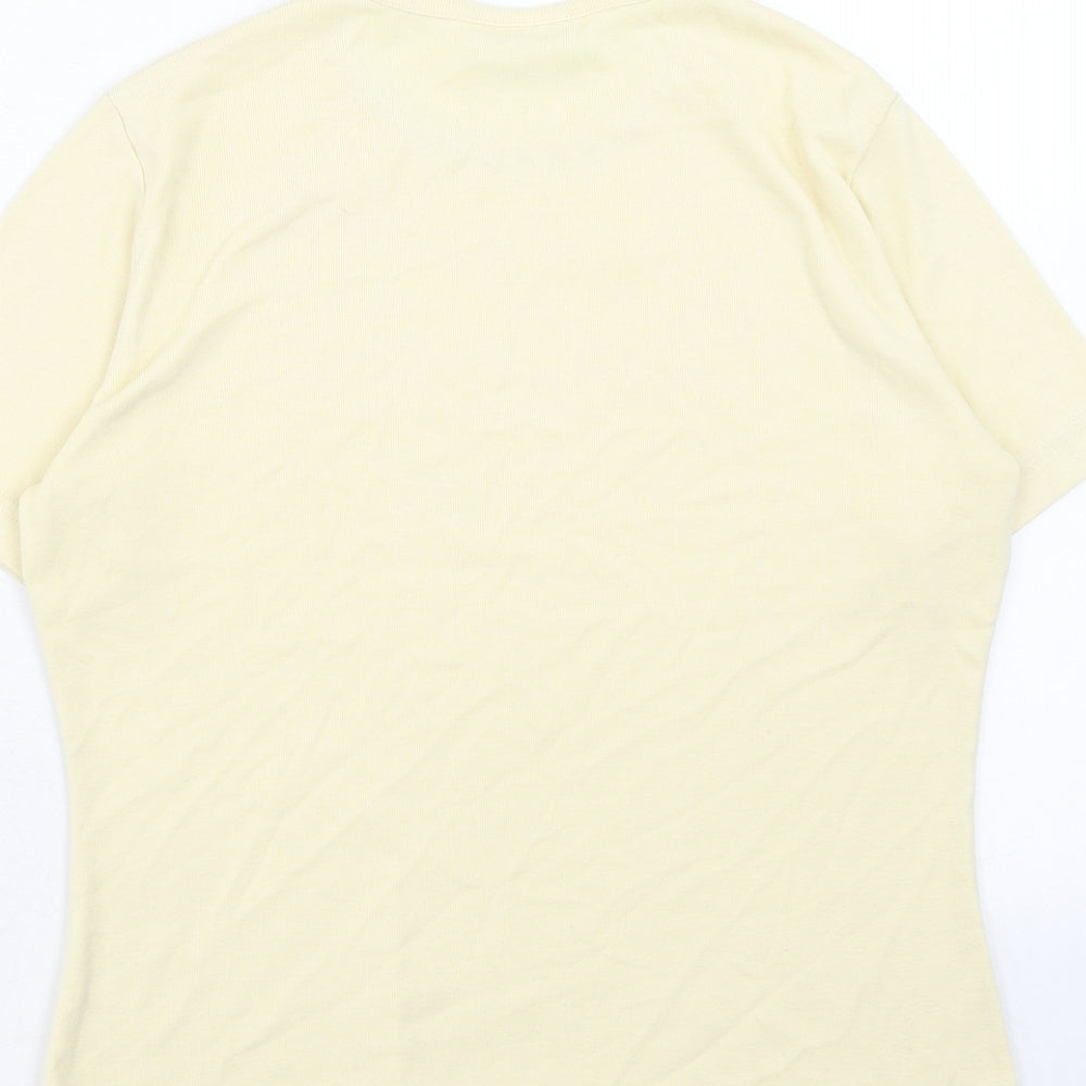 Dorothy Perkins Womens Yellow Polyester Basic T-Shirt Size 14 Round Neck