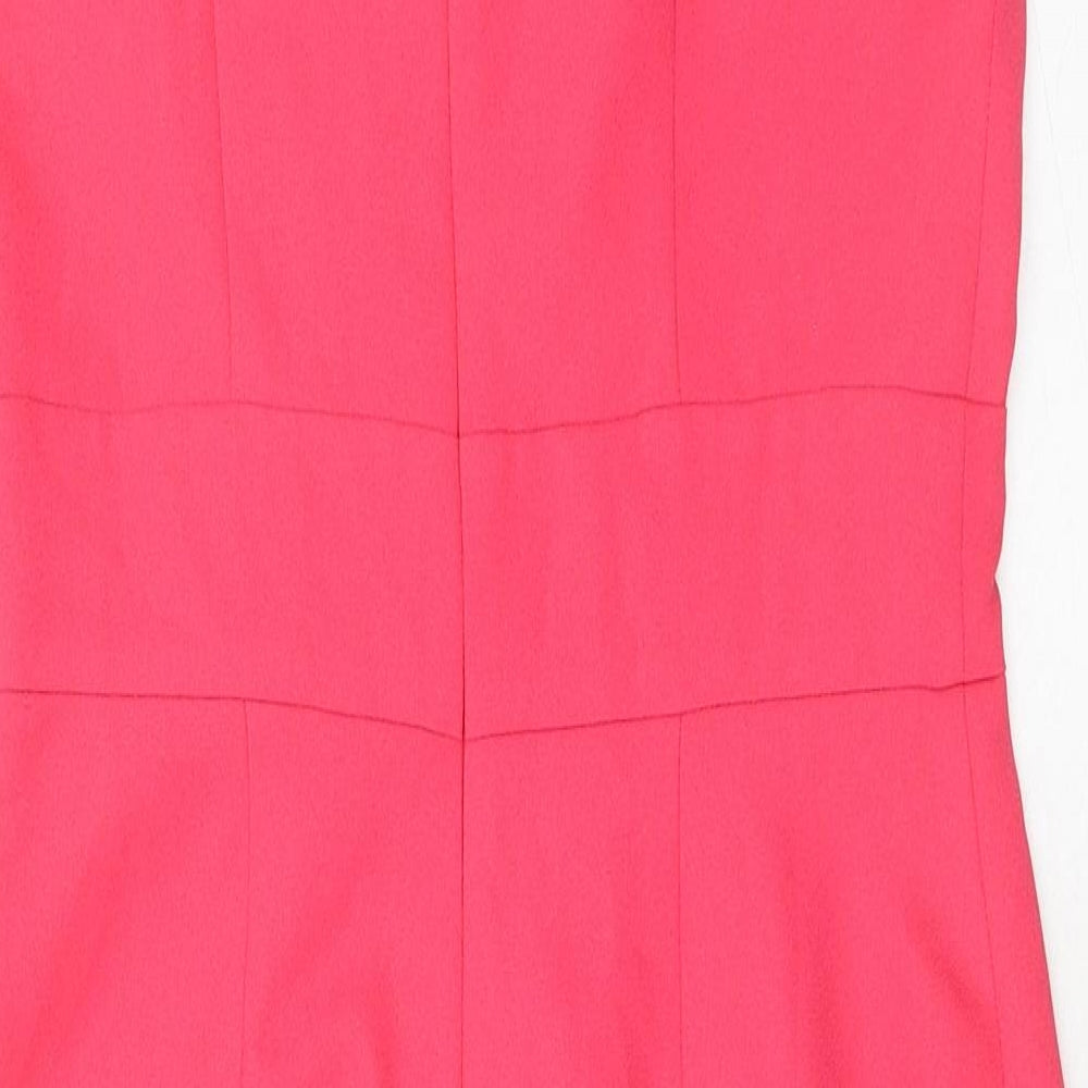 Erin Fetherston Womens Pink Polyester A-Line Size 8 V-Neck Zip