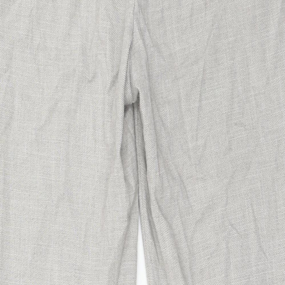 H&M Womens Grey Polyester Trousers Size 14 Regular Hook & Eye