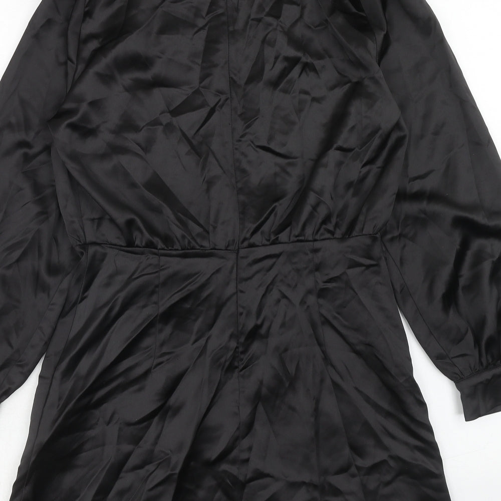 Zara Womens Black Polyester A-Line Size M Round Neck Zip