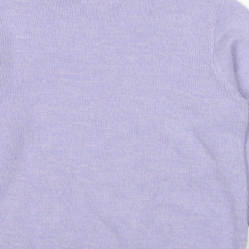 EWM Womens Purple Round Neck Geometric Acrylic Pullover Jumper Size 10 - Size 10-12