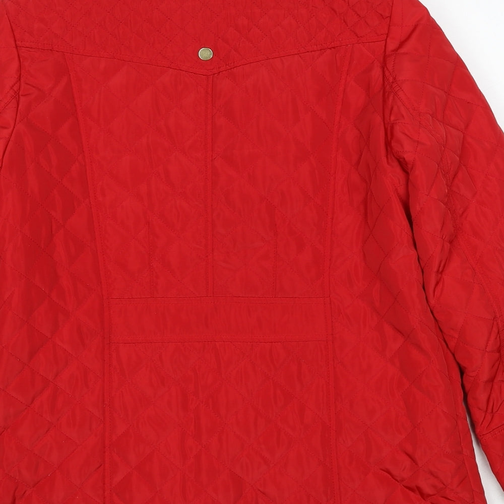 JBC Collection Womens Red Quilted Coat Size 10 Zip