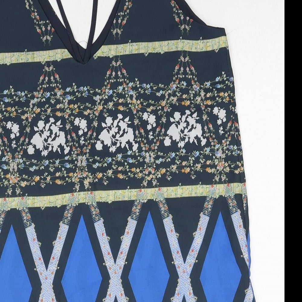 Topshop Womens Multicoloured Geometric Polyester Camisole Tank Size 6 V-Neck
