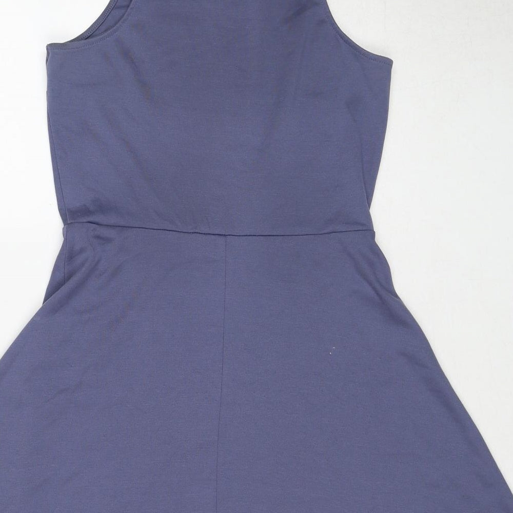 H&M Womens Blue Polyester Fit & Flare Size S Round Neck Pullover