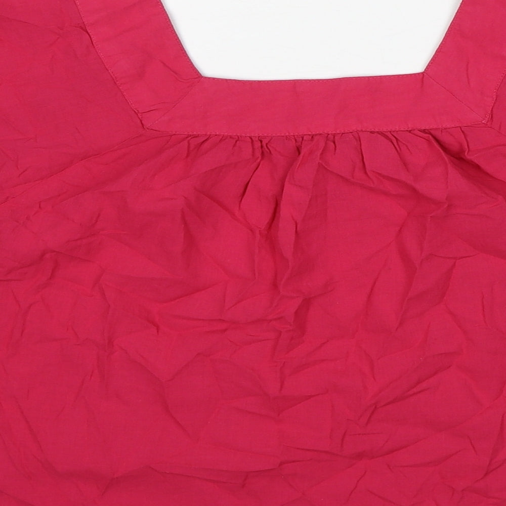 Marks & Spencer Womens Pink Cotton Basic Blouse Size 14 Square Neck