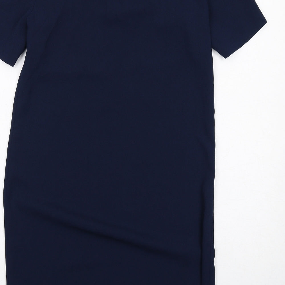 Marks & Spencer Womens Blue Polyester A-Line Size 8 V-Neck Pullover