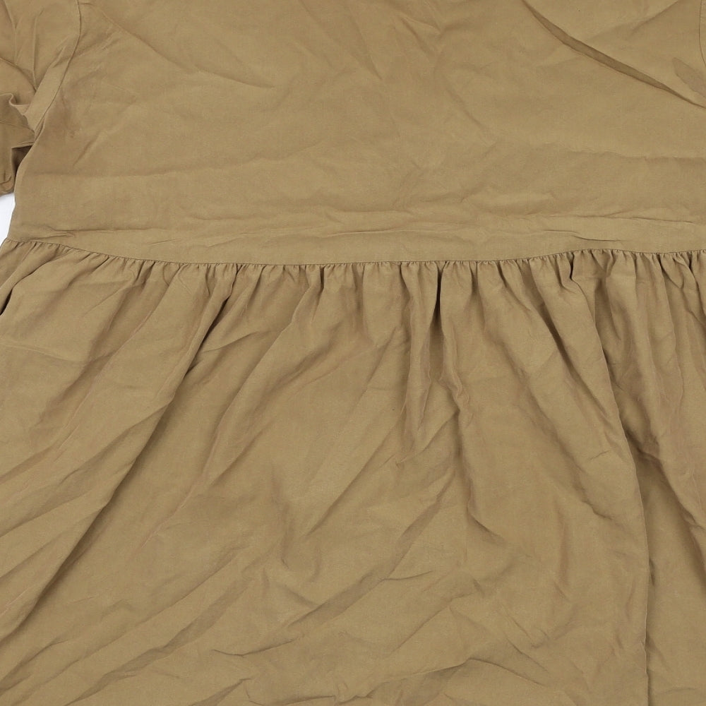 Zara Womens Brown Polyester A-Line Size S V-Neck Pullover