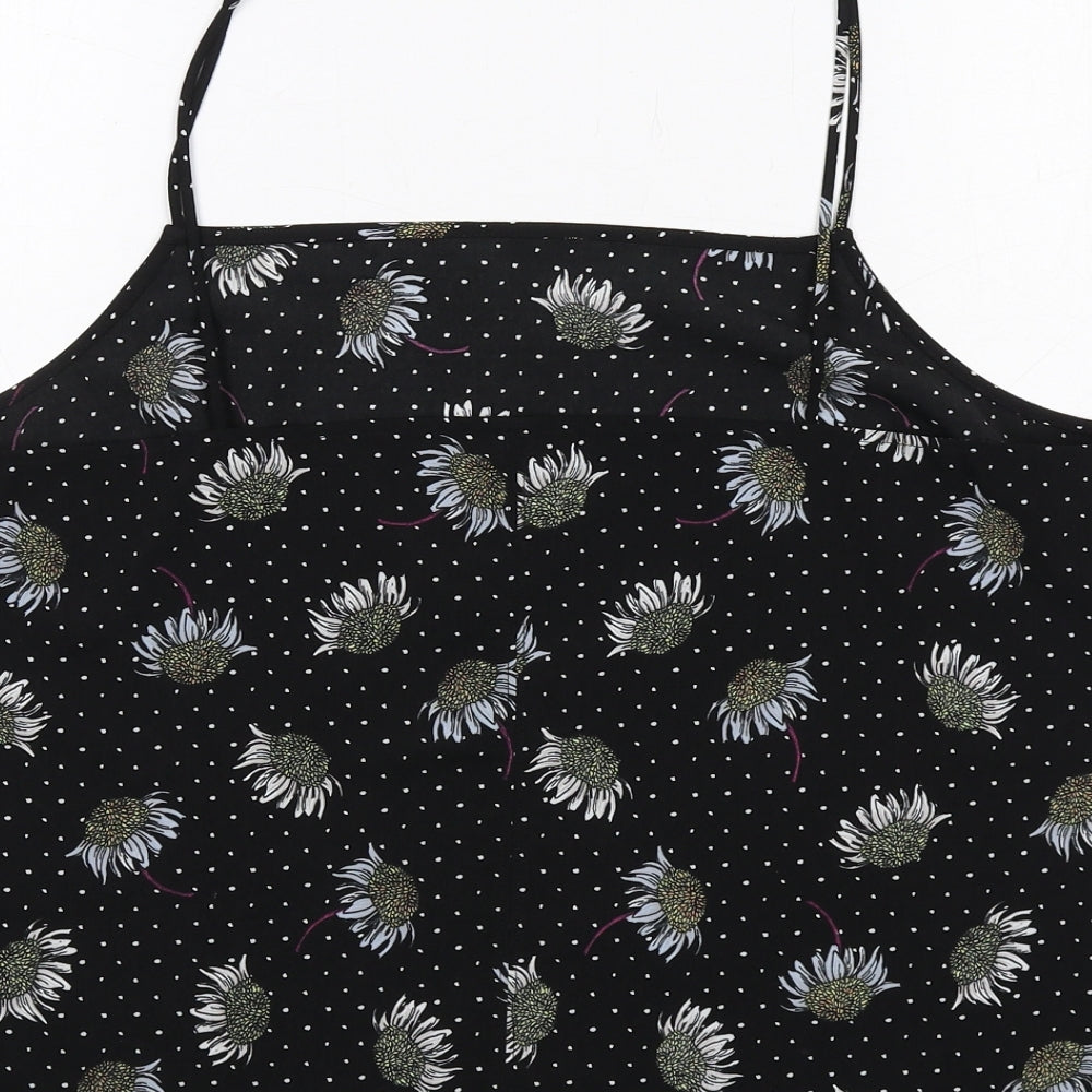 Topshop Womens Black Polka Dot Polyester Camisole Tank Size 14 Square Neck - Floral
