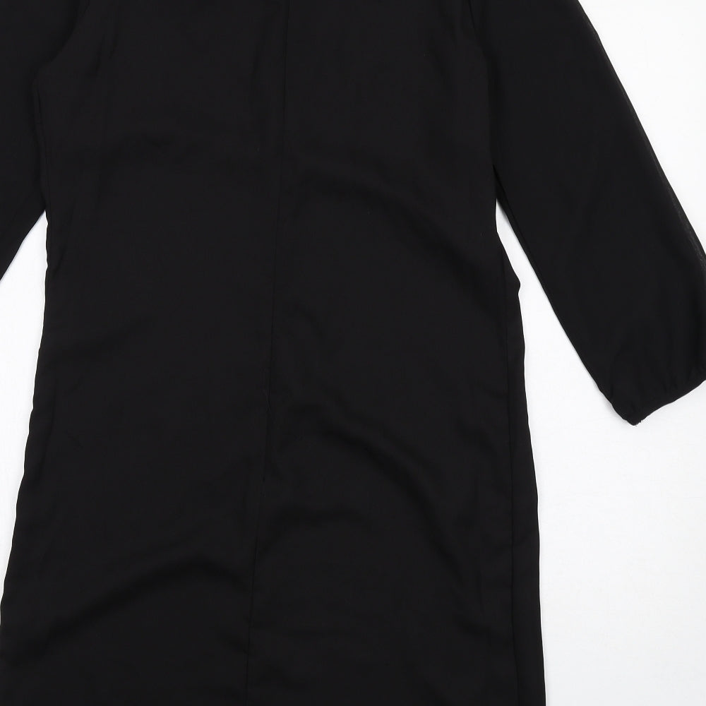 Marks & Spencer Womens Black Polyester A-Line Size 10 Round Neck Zip