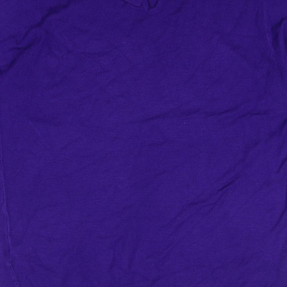 Debenhams Womens Purple Collared Viscose Pullover Jumper Size 12