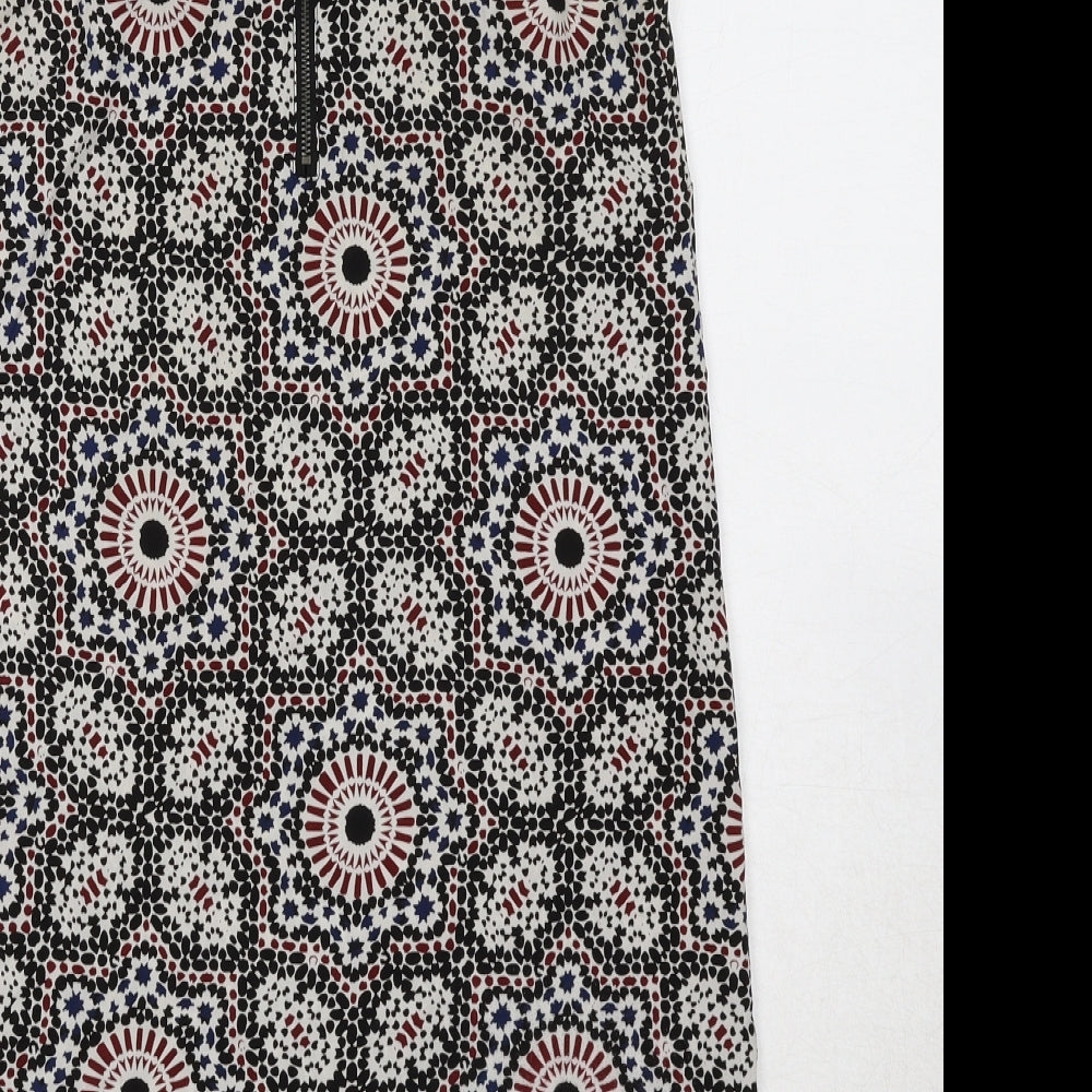 Staring at Stars Womens Black Geometric Polyester Shift Size XS Round Neck Zip - Mosaic Print