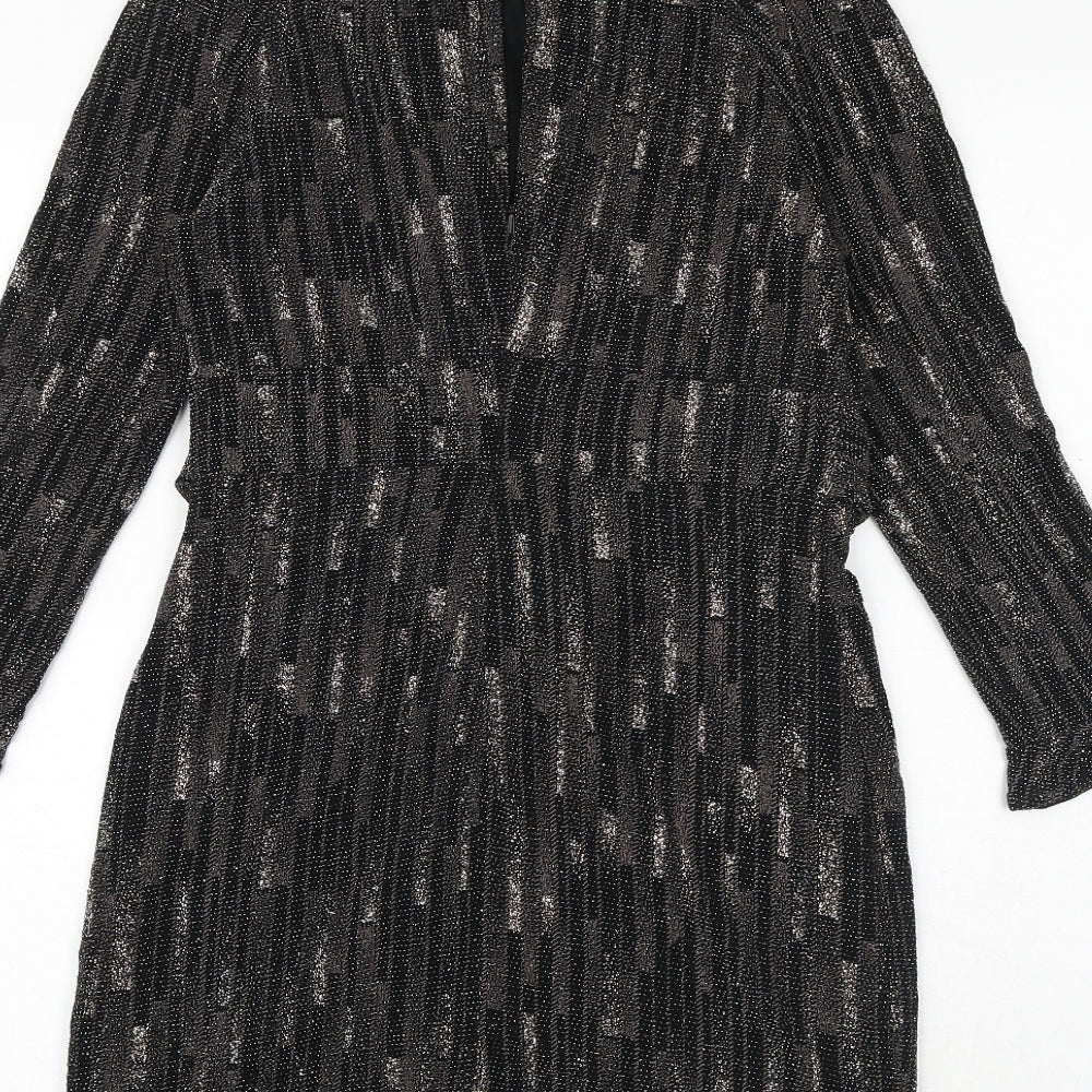 Principles Womens Black Geometric Polyester A-Line Size 12 Round Neck Tie