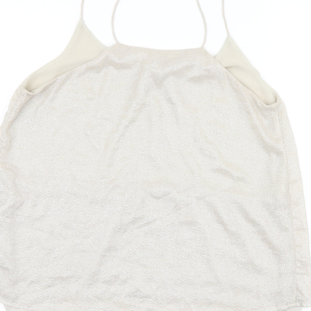 H&M Womens Gold Geometric Polyester Basic Tank Size 6 Round Neck