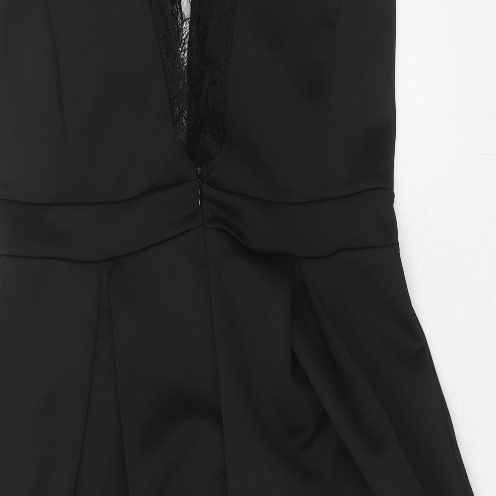 Girls On Film Womens Black Polyester Fit & Flare Size 12 Round Neck Zip