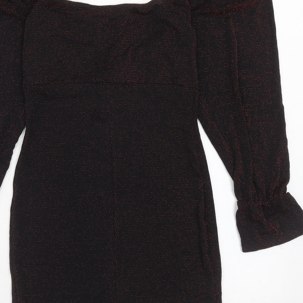 Boohoo Womens Red Polyester Mini Size 12 Round Neck Pullover