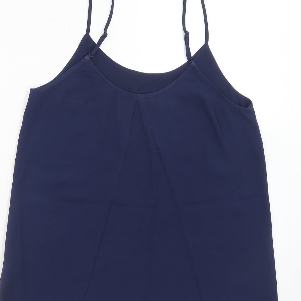 Oasis Womens Blue Polyester Basic Tank Size 8 Round Neck
