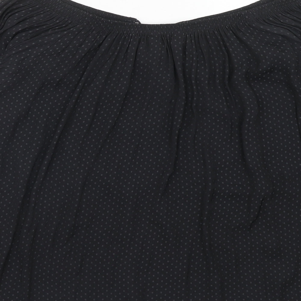 NEXT Womens Black Geometric Polyester Basic Blouse Size 6 Off the Shoulder