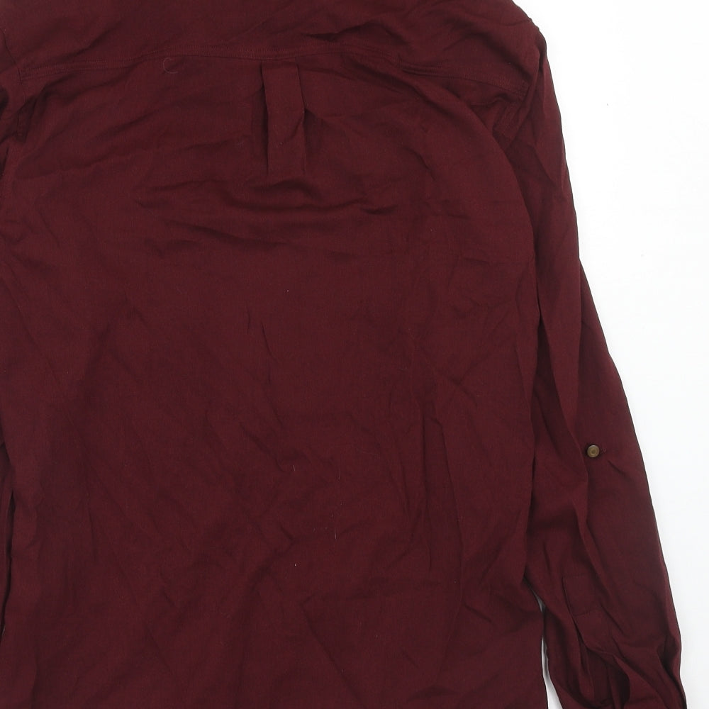 NEXT Womens Red Viscose Basic Button-Up Size 8 Collared