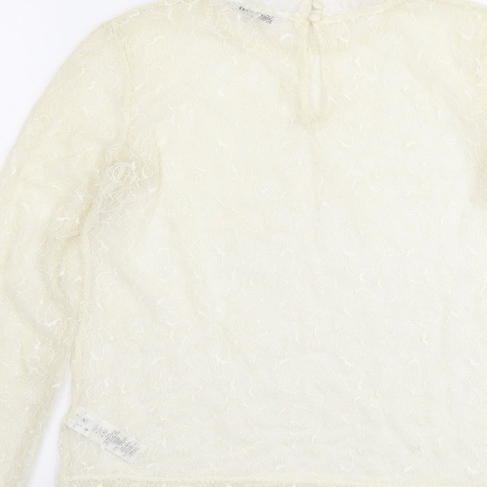 NEXT Womens Ivory Nylon Basic Blouse Size 8 Mock Neck