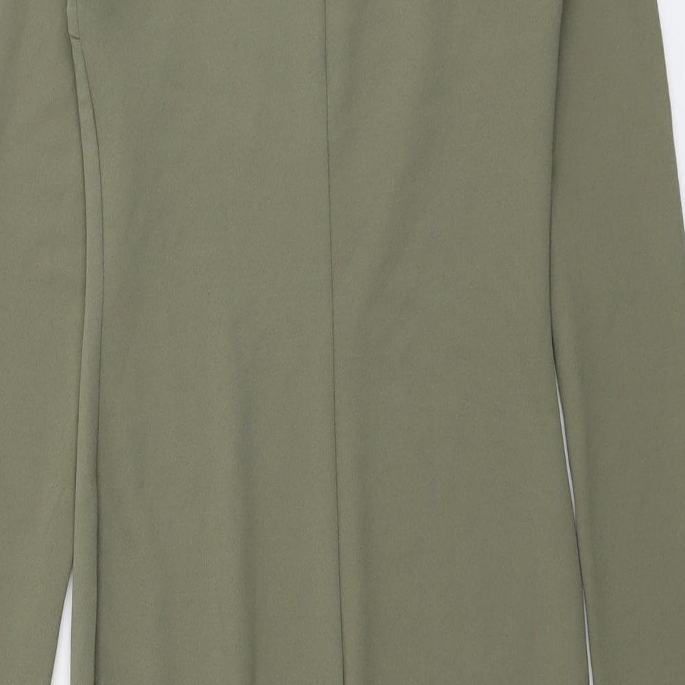 H&M Womens Green Polyester Bodycon Size 8 Boat Neck Pullover