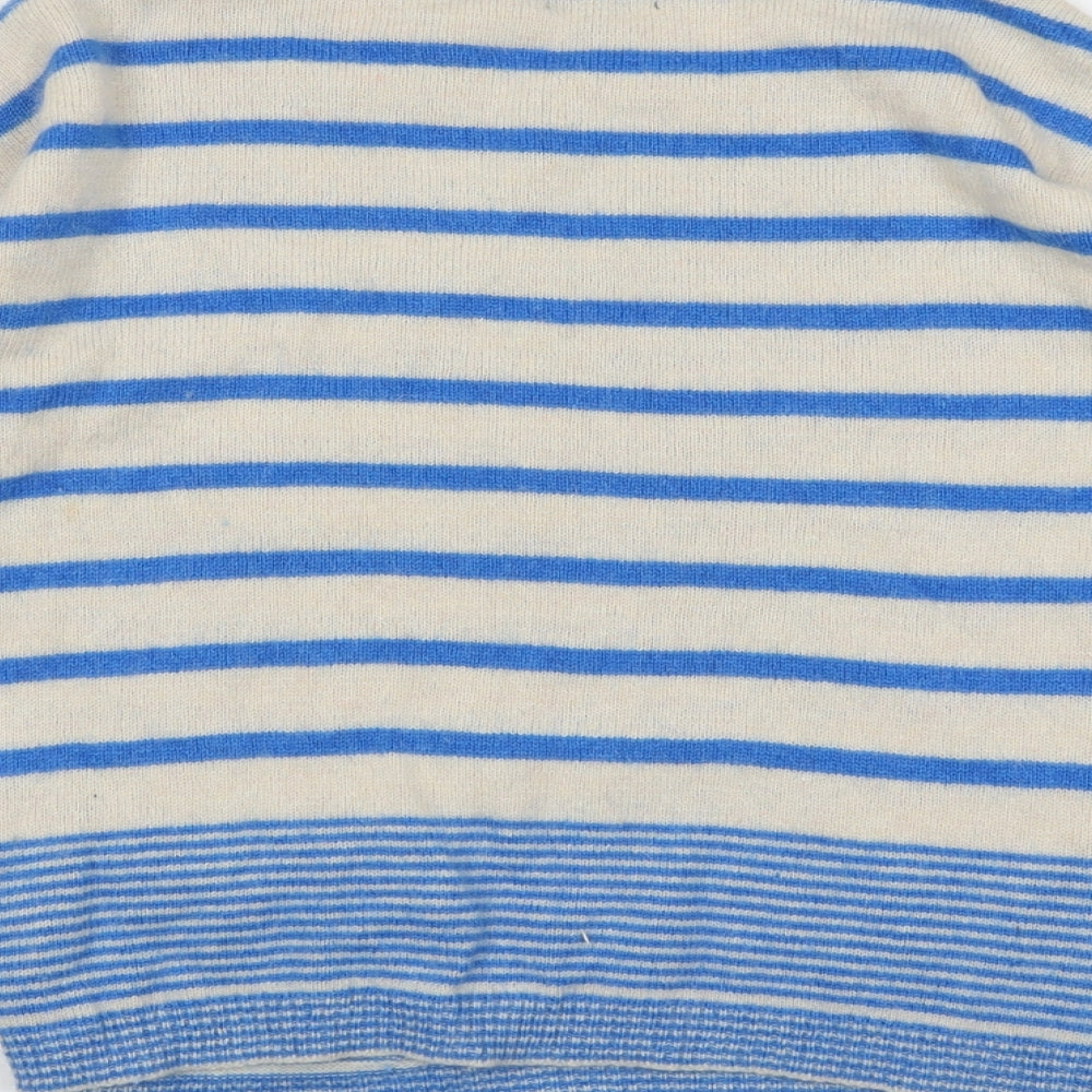 Topshop Womens Beige Round Neck Striped Angora Pullover Jumper Size 8