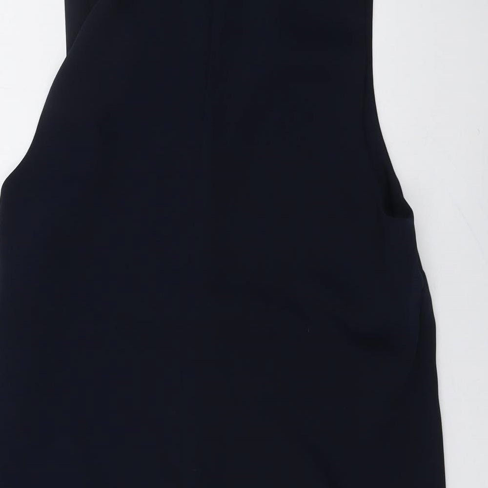 Topshop Womens Blue Polyester Basic Blouse Size 10 V-Neck
