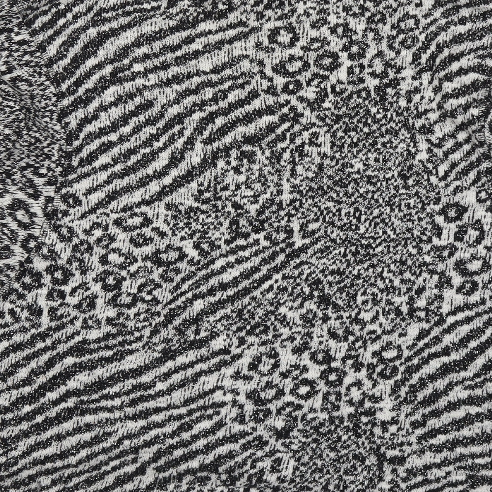 NEXT Womens Black Boat Neck Animal Print Cotton Pullover Jumper Size 12 - Leopard Pattern