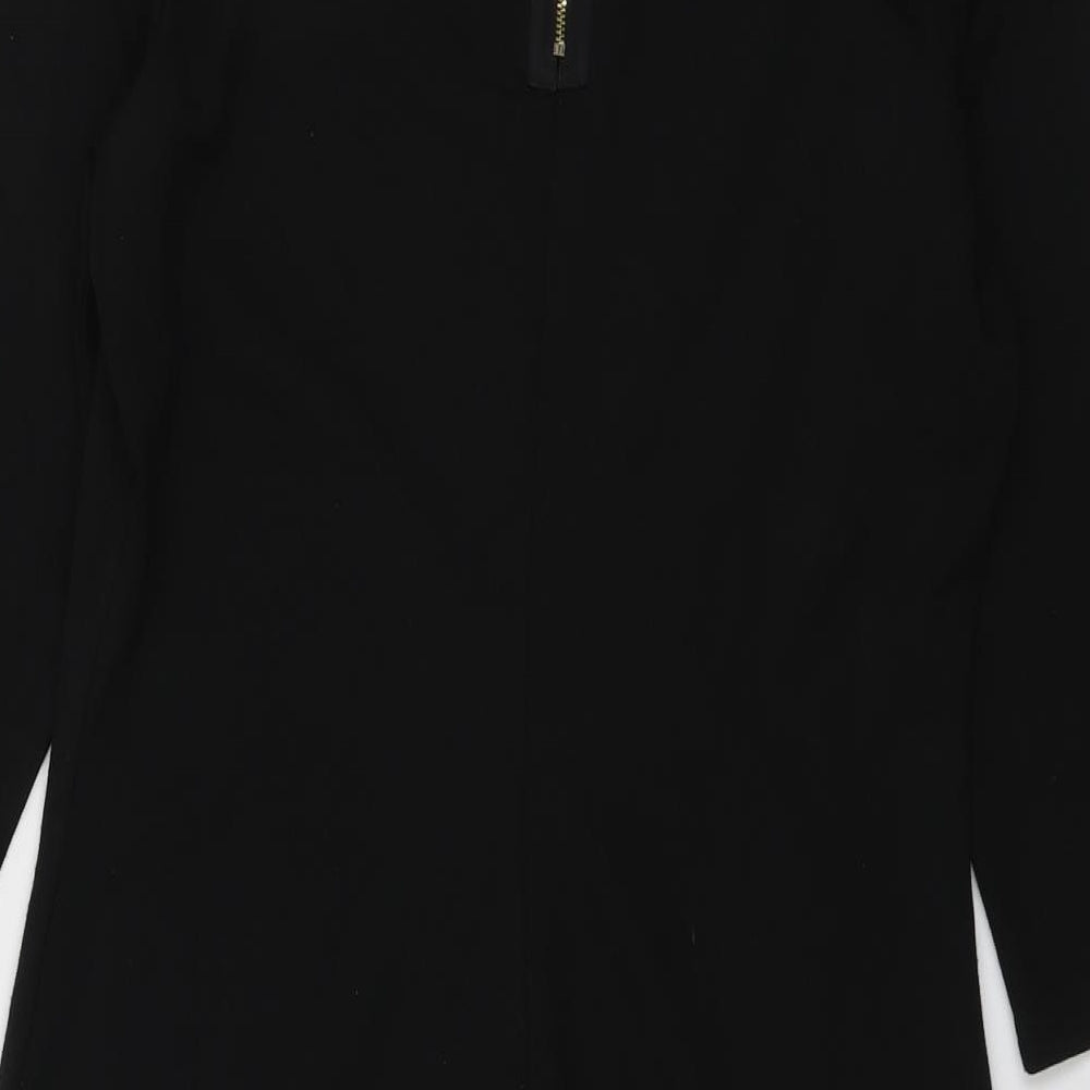 Oodji Womens Black Polyester A-Line Size 2XL Round Neck Zip