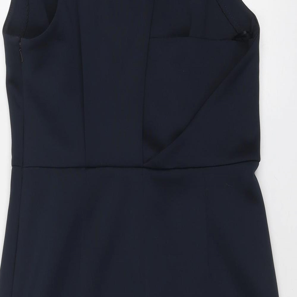 Label Lab Womens Blue Polyester A-Line Size 16 V-Neck Zip