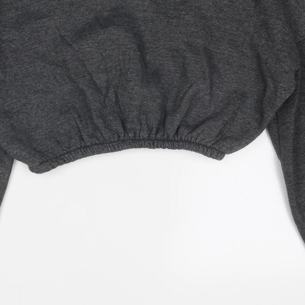 PRETTYLITTLETHING Womens Grey Polyester Pullover Sweatshirt Size M Pullover
