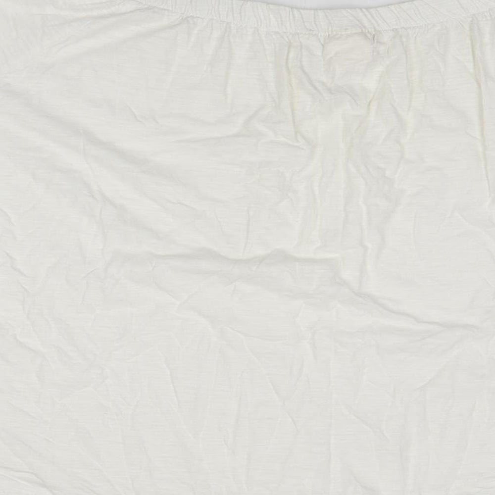 H&M Womens Ivory Cotton Basic Blouse Size M Off the Shoulder - Tie Sleeve Detail