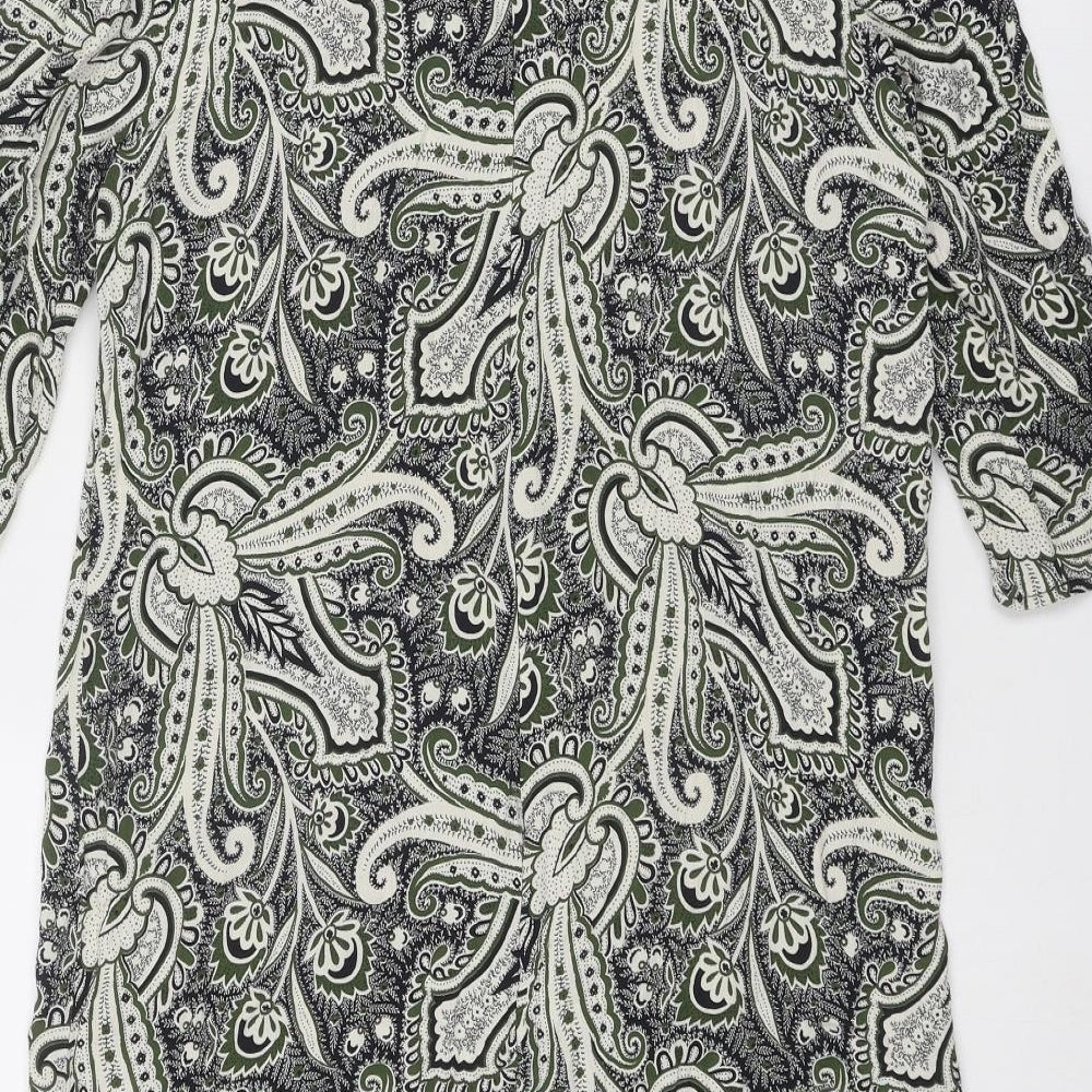 Topshop Womens Multicoloured Geometric Viscose Ball Gown Size 12 Round Neck Zip