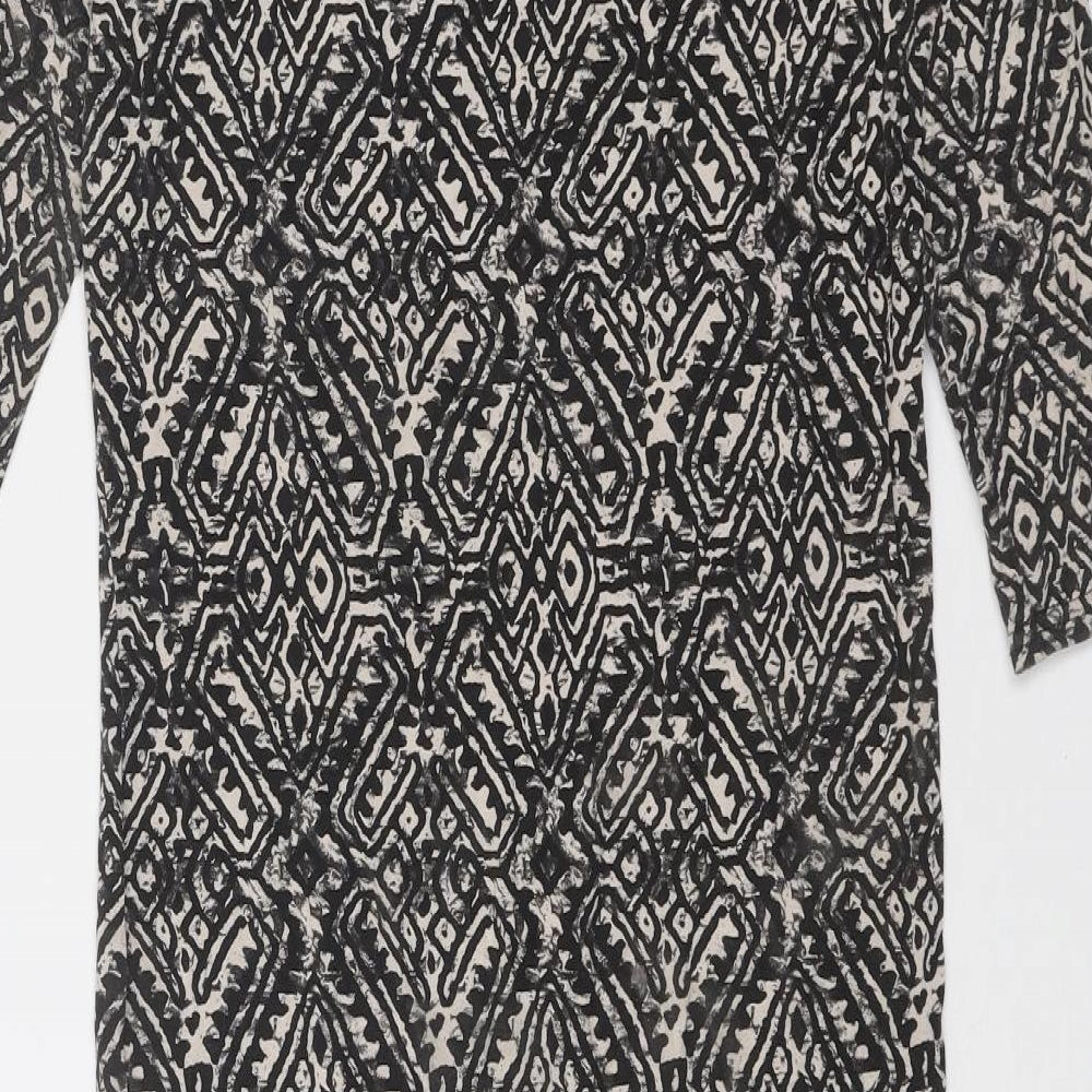 River Island Womens Black Geometric Viscose A-Line Size 8 Round Neck Pullover